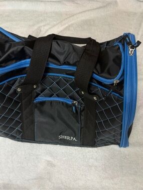 Sherpa Quilted Black and Blue Travel Dog Carrier